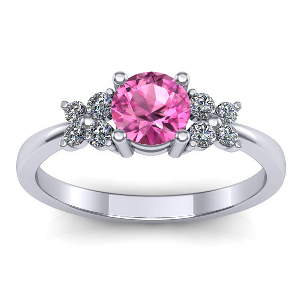 Inel logodna cu safir roz rotund