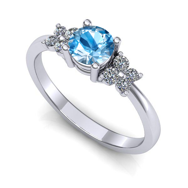 Inel din aur alb cu topaz blue