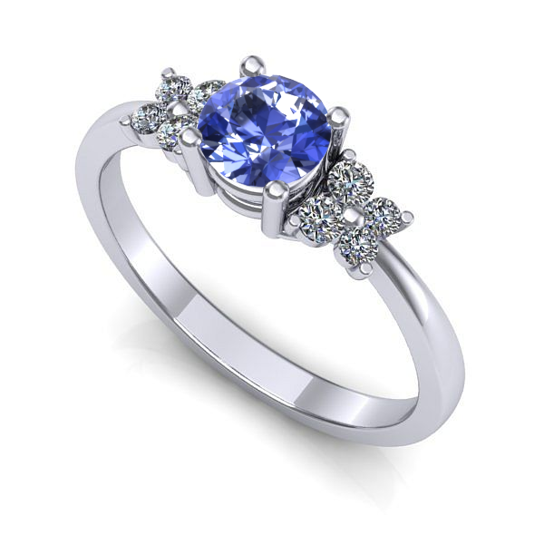 Inel logodna din aur alb cu tanzanit