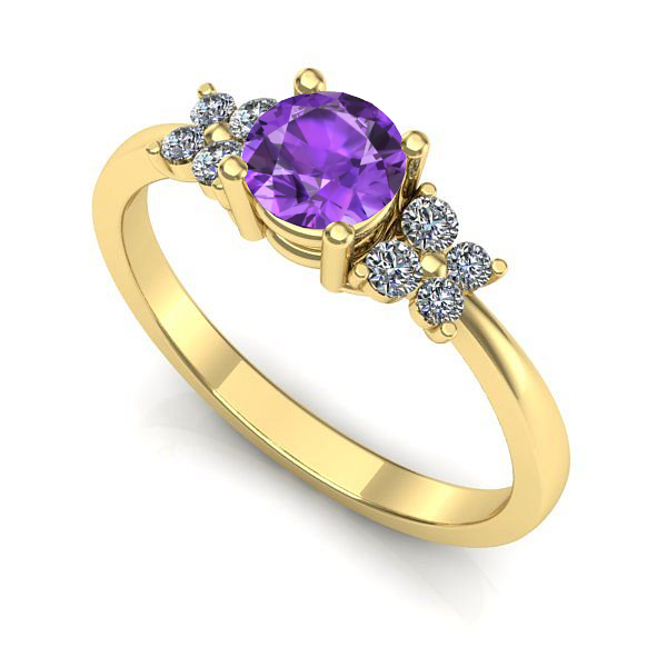Inel de logodna din aur galben cu ametist