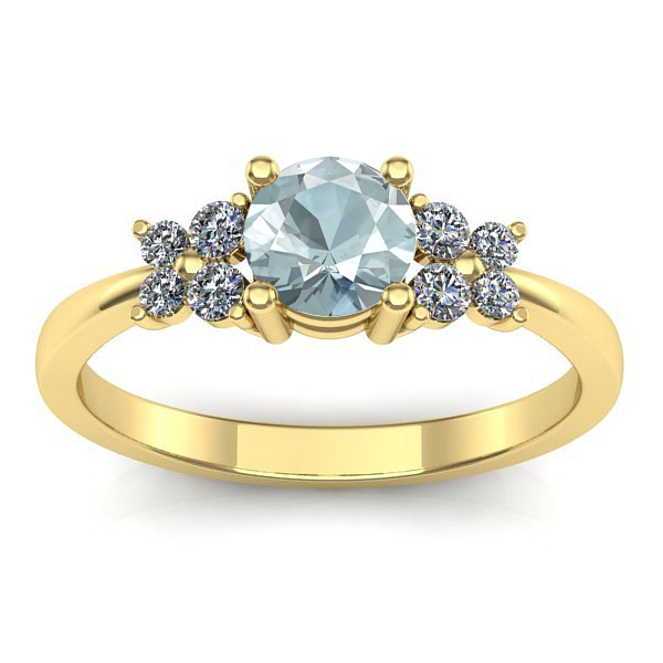 Inel de logodna cu aquamarin rotund