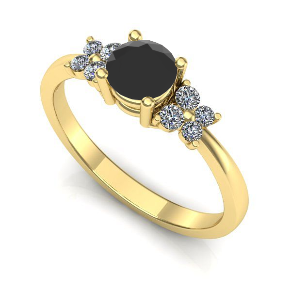 Inel logodna din aur galben cu diamant negru