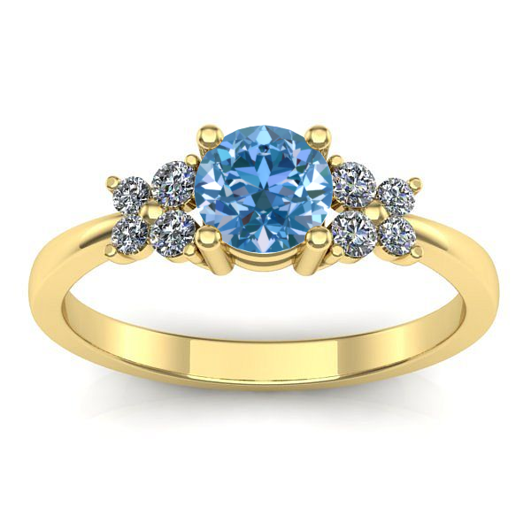 Inel logodna cu diamant de laborator albastru rotund