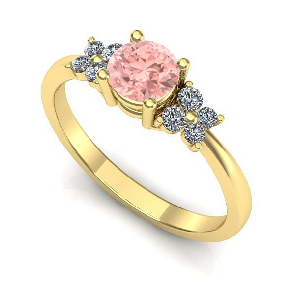 Inel din aur galben cu diamant de laborator roz