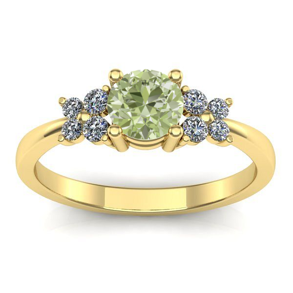 Inel de logodna cu diamant de laborator verde rotund