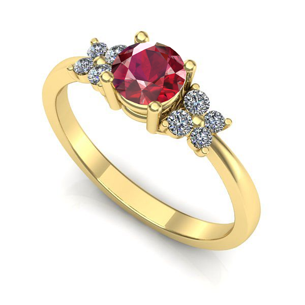 Inel logodna din aur galben cu rubin