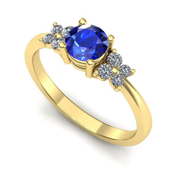 Inel logodna din aur galben cu safir