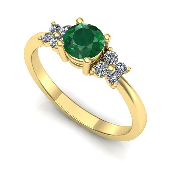 Inel de logodna din aur galben cu smarald