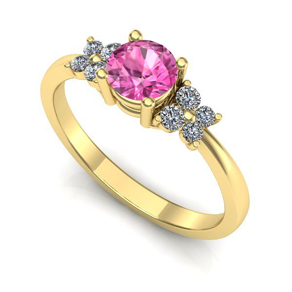 Inel logodna din aur galben cu safir roz