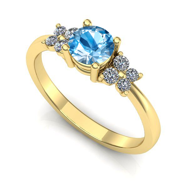 Inel din aur galben cu topaz blue