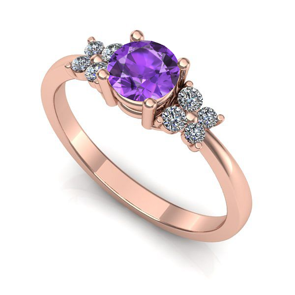 Inel din aur roz cu ametist