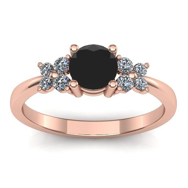 Inel de logodna cu diamant negru rotund