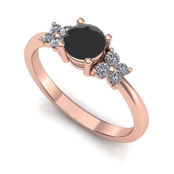 Inel de logodna din aur roz cu diamant negru