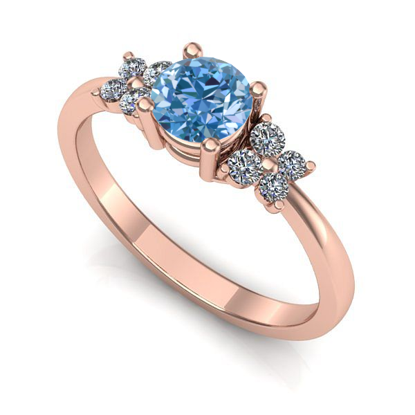 Inel de logodna din aur roz cu diamant de laborator albastru