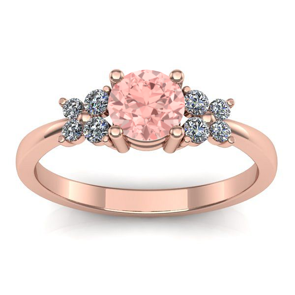Inel cu diamant de laborator roz rotund