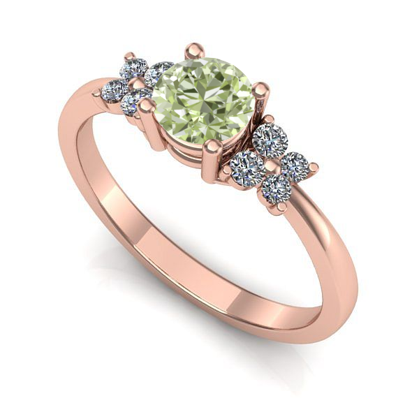 Inel de logodna din aur roz cu diamant de laborator verde