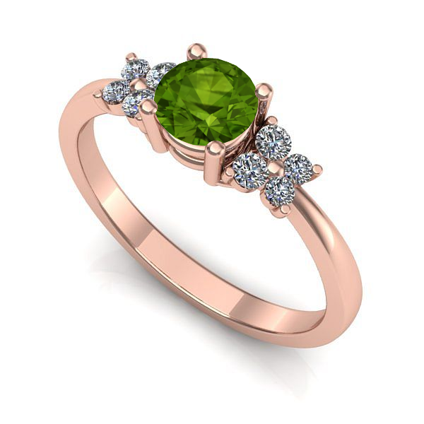 Inel din aur roz cu peridot