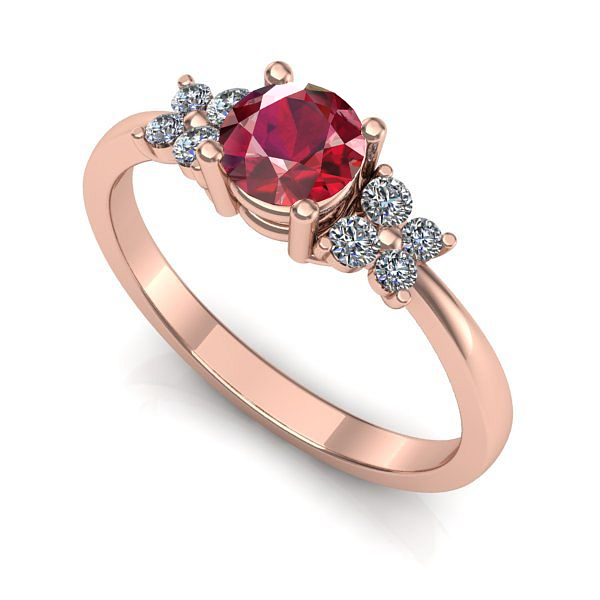 Inel logodna din aur roz cu rubin