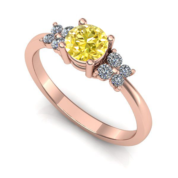 Inel din aur roz cu safir galben