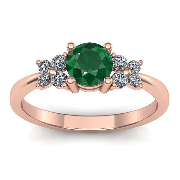 Inel logodna cu smarald rotund