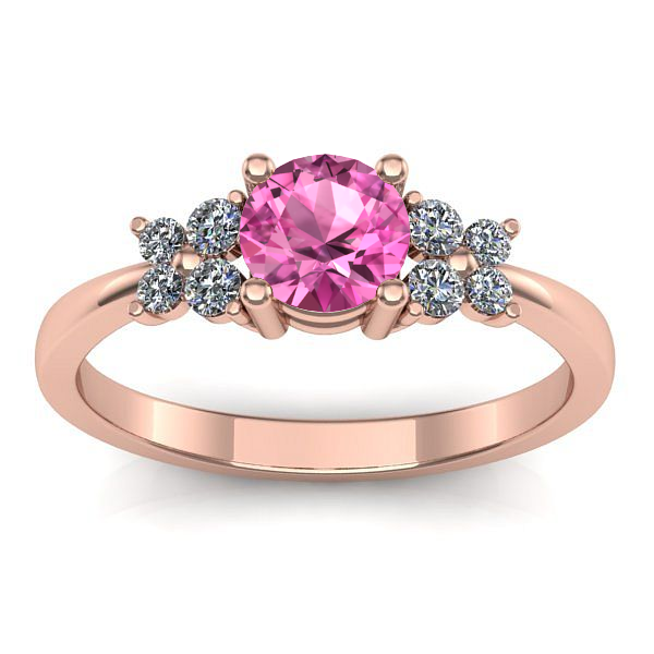 Inel logodna cu safir roz rotund