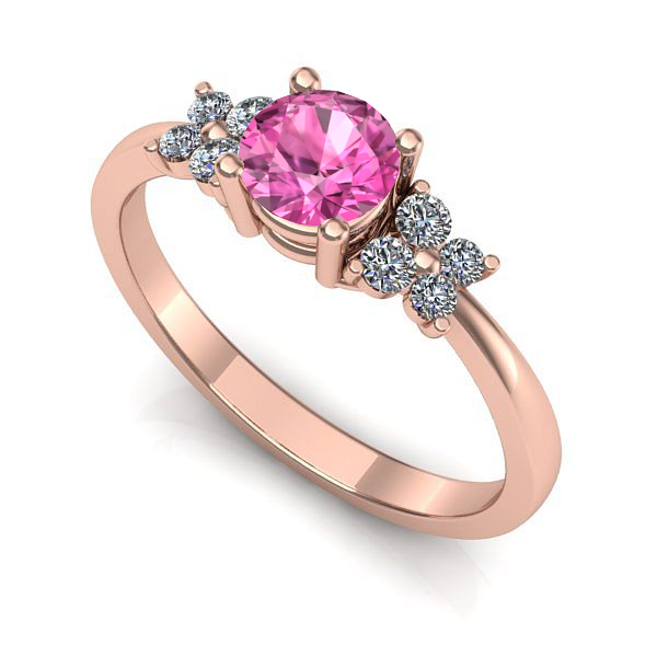 Inel logodna din aur roz cu safir roz