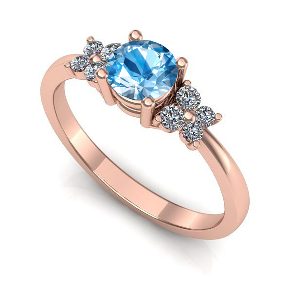 Inel logodna din aur roz cu topaz blue