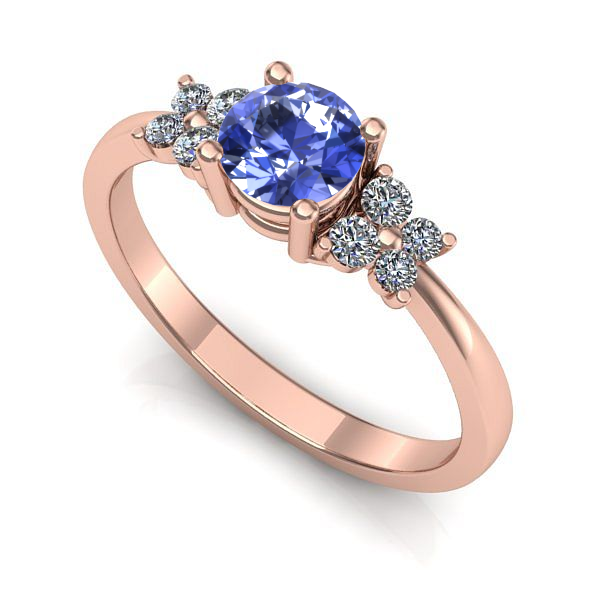 Inel de logodna din aur roz cu tanzanit