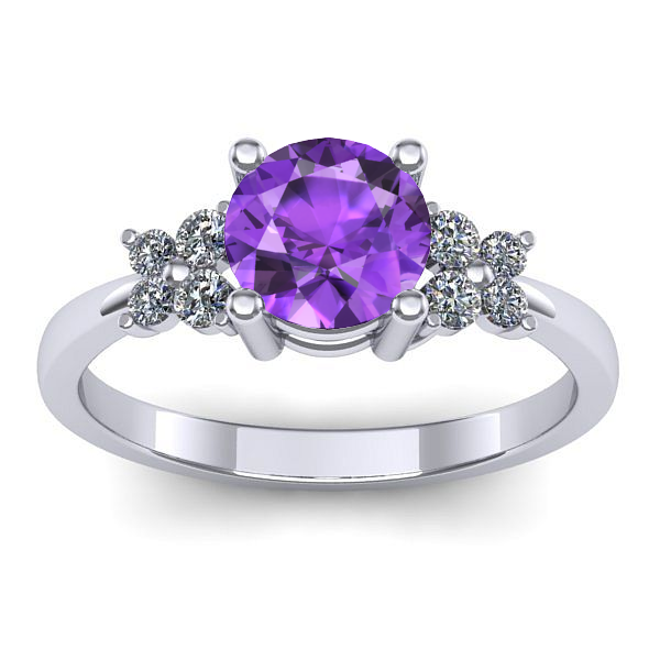 Inel logodna cu ametist rotund