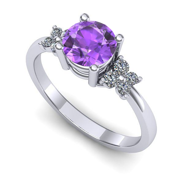 Inel din aur alb cu ametist