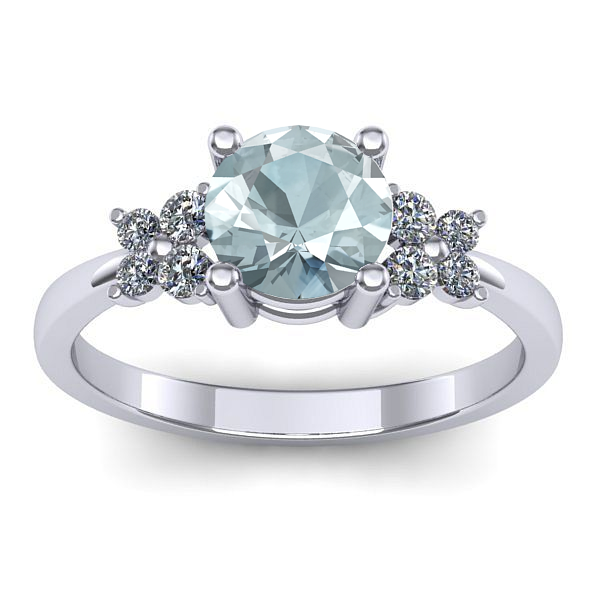 Inel de logodna cu aquamarin rotund