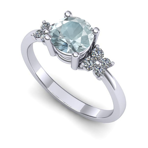 Inel de logodna din aur alb cu aquamarin