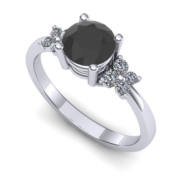 Inel de logodna din aur alb cu diamant negru