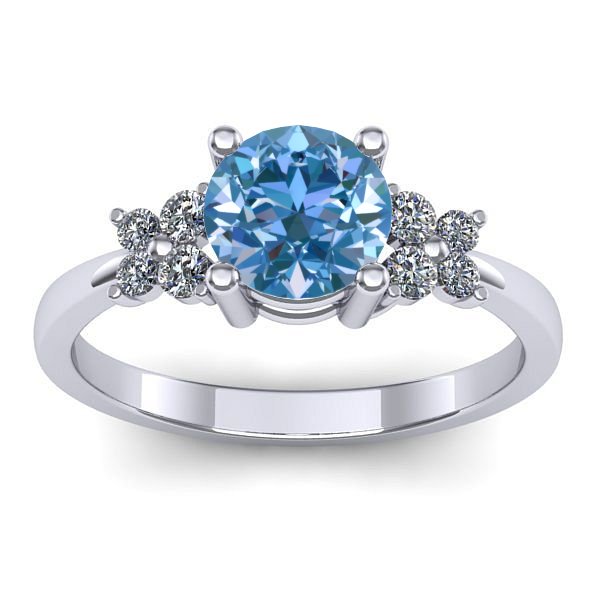 Inel de logodna cu diamant de laborator albastru rotund
