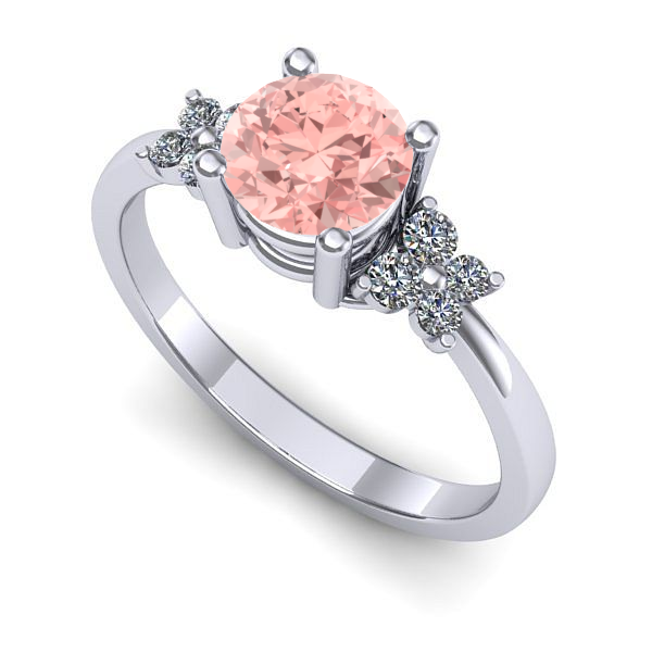 Inel de logodna din aur alb cu diamant de laborator roz