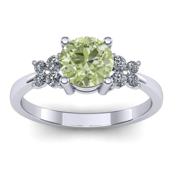 Inel cu diamant de laborator verde rotund