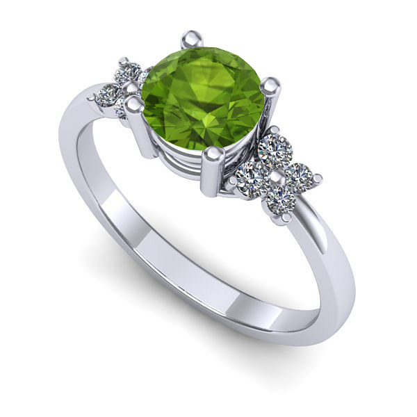 Inel logodna din aur alb cu peridot