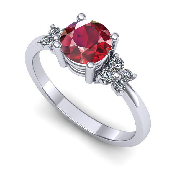 Inel de logodna din aur alb cu rubin