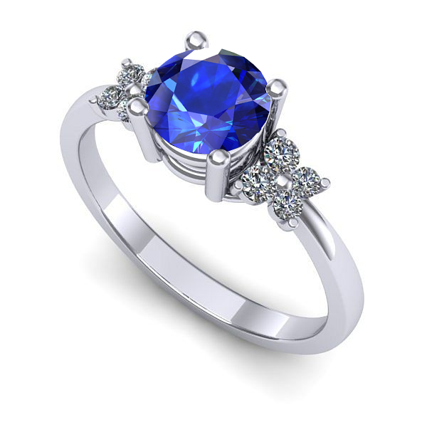 Inel logodna din aur alb cu safir