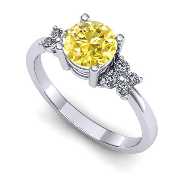 Inel logodna din aur alb cu safir galben