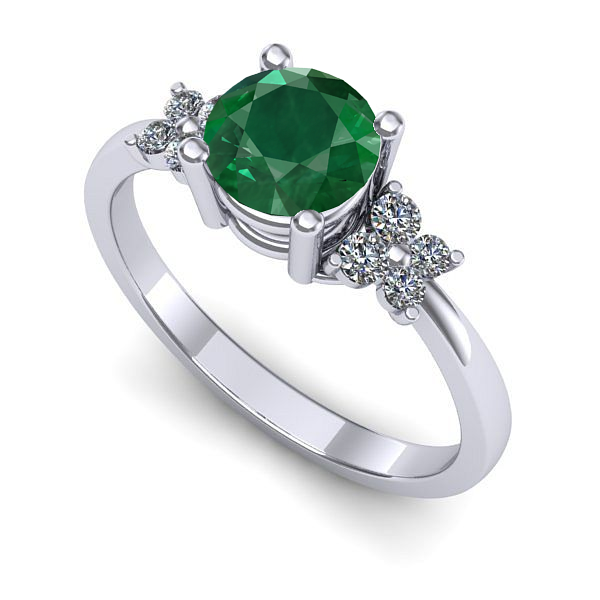 Inel logodna din aur alb cu smarald
