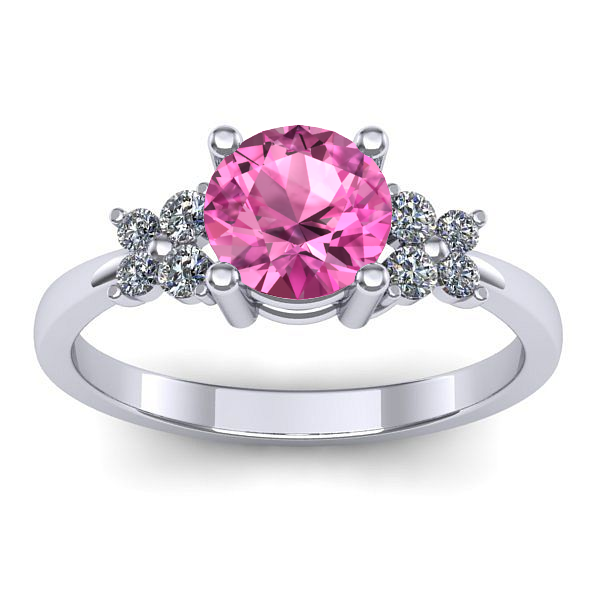 Inel logodna cu safir roz rotund