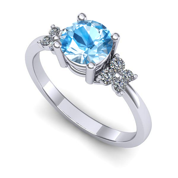 Inel logodna din aur alb cu topaz blue
