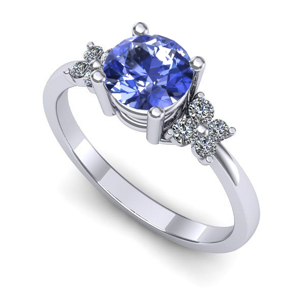 Inel de logodna din aur alb cu tanzanit