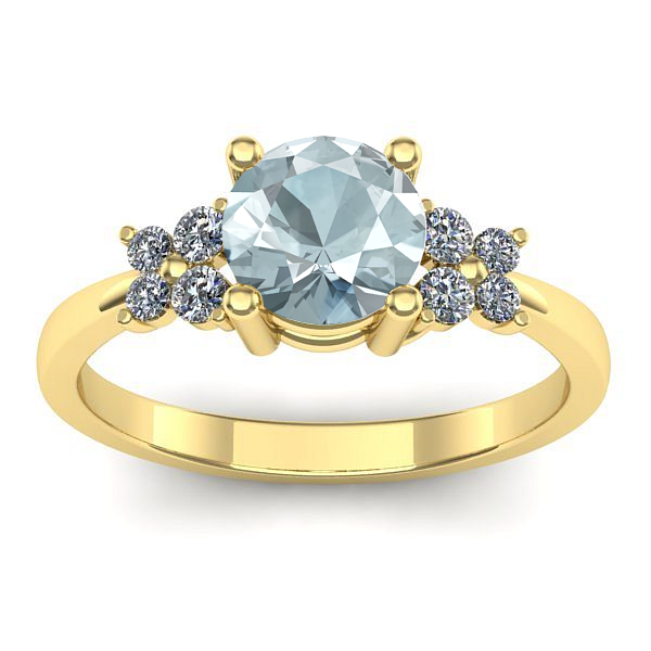 Inel cu aquamarin rotund