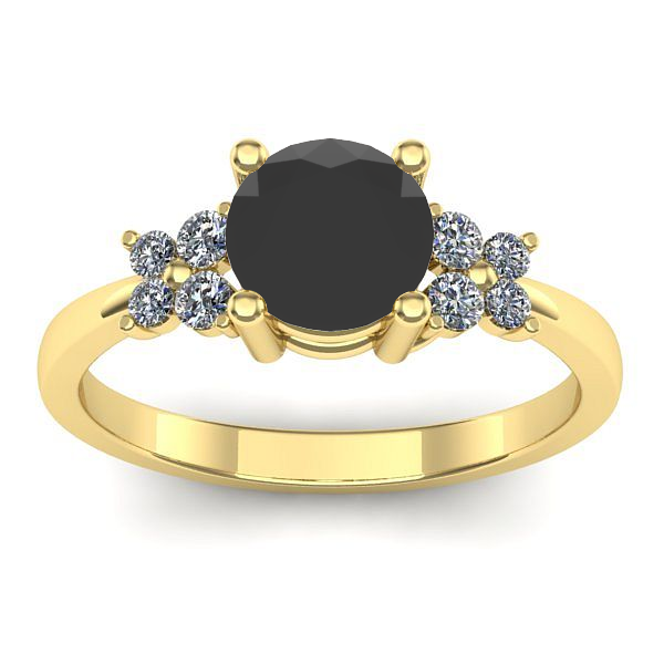 Inel cu diamant negru rotund