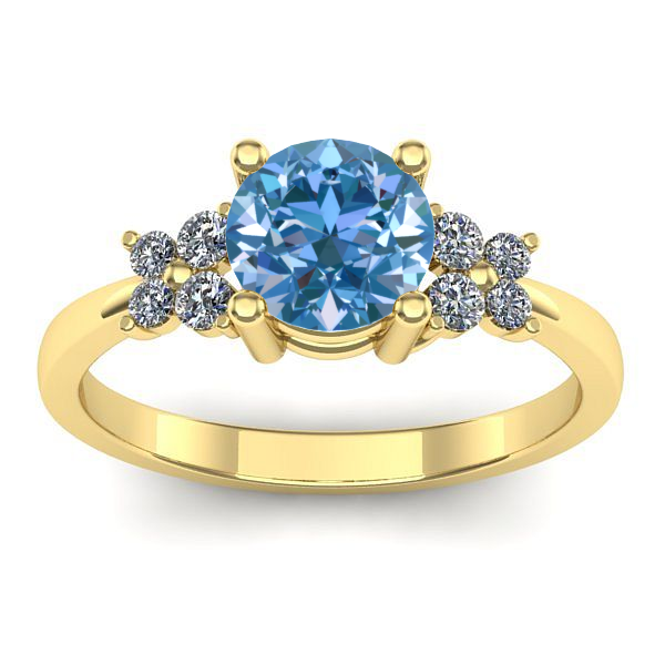 Inel cu diamant de laborator albastru rotund