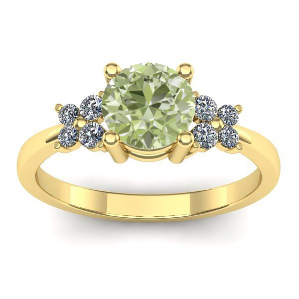 Inel logodna cu diamant de laborator verde rotund