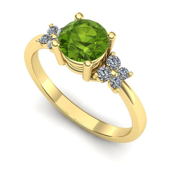 Inel logodna din aur galben cu peridot