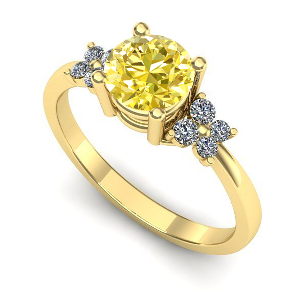 Inel logodna din aur galben cu safir galben